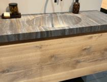 thumbnail Inspiratiebeeld van solid surface waskom Parijs in decor DM5004 Vulcano naadloos verlijmd in een wastafel