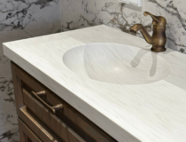 thumbnail Inspiratiebeeld van solid surface waskom Parijs in decor DM5026 Leaden naadloos verlijmd in een wastafel