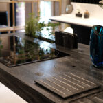 Renderafbeelding van een keukenblad uitgewerkt in het solid surface decor Galaxy van Durasein