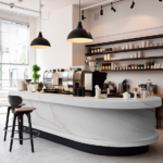 Bar uitgewerkt in het solid surface marmerdecor Sun Kissed van Durasein
